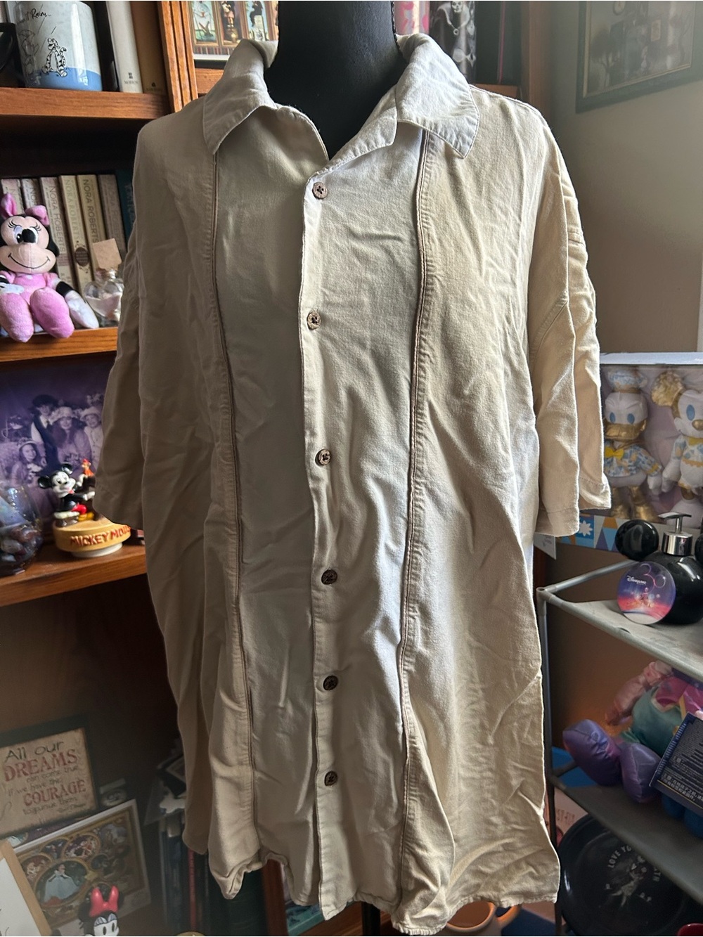 Vintage Cream Short-Sleeve Lightweight Shirt Jacket